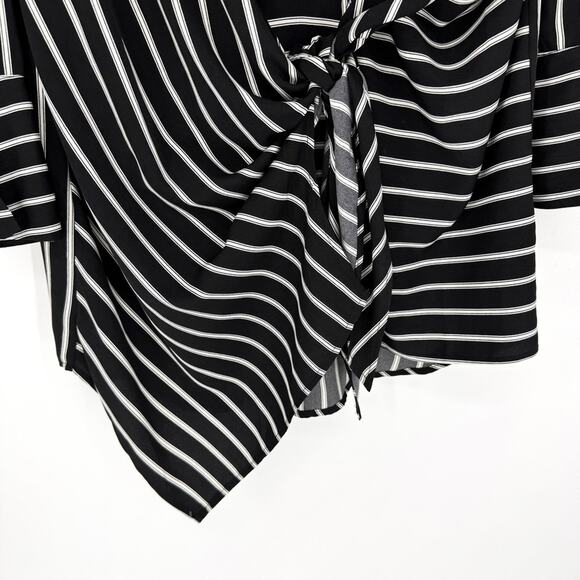 Storia Mini Wrap Shirt Dress Black with White Stripes Size Small NWT - Picture 6 of 7